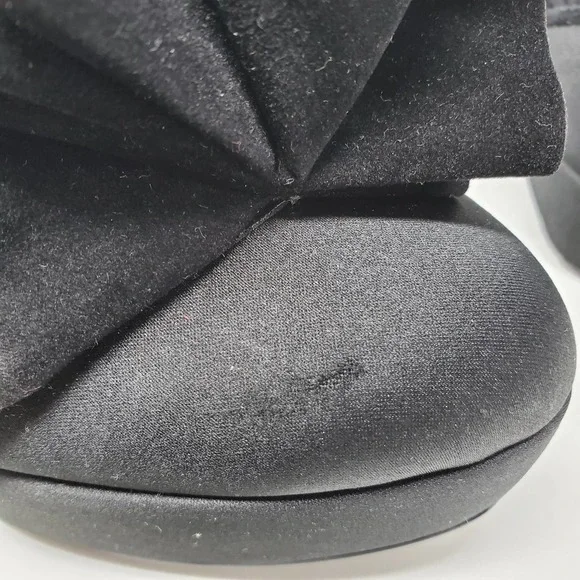 Colin Stuart Women Black Ruffled Satin High Heels Leather Sole Shoes Sz 6.5 - Picture 13 of 13